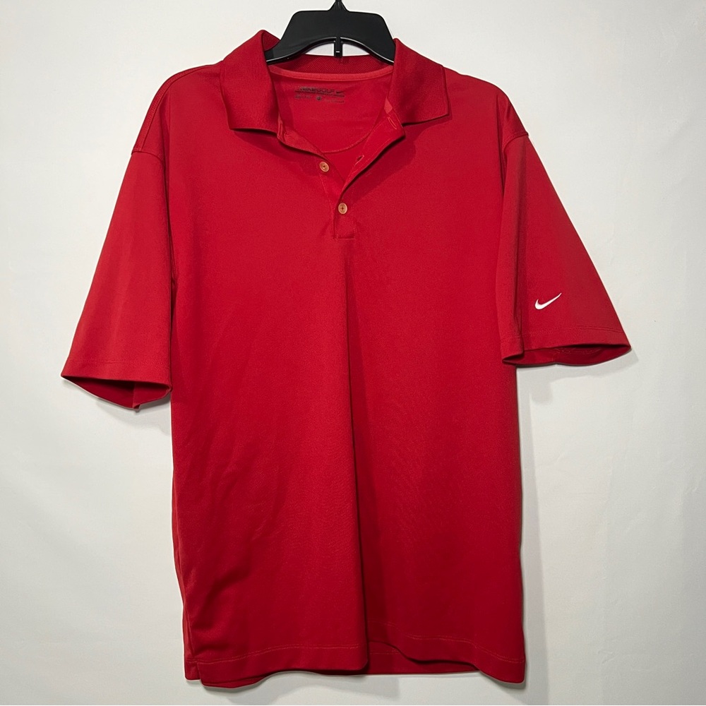 Nike Dry Fit Golf Polo Shirt Size Large Red Preowned In Very Good Condition